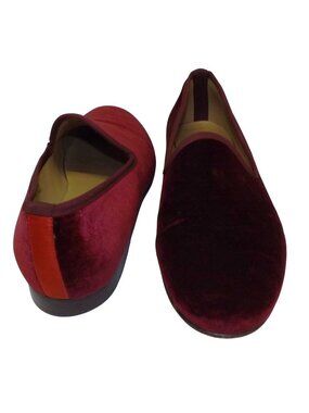 Del Toro Burgundy Velvet Loafers Mens Size 10 Made In Italy
